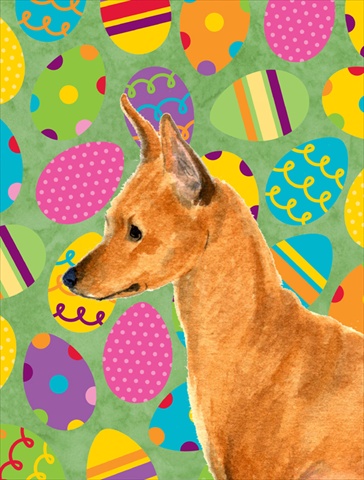Min Pin Easter Eggtravaganza House Size Canvas Flag