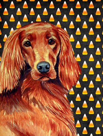 Irish Setter Candy Corn Halloween Portrait House Size Canvas Flag