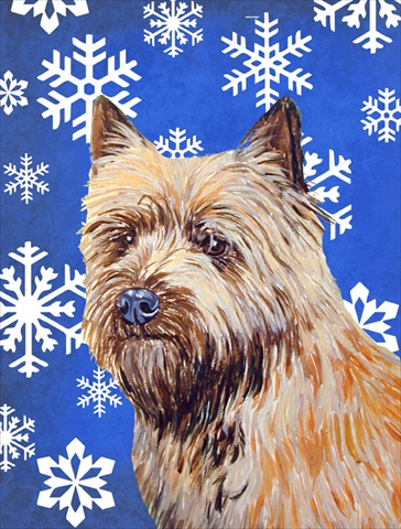 Cairn Terrier Winter Snowflakes Holiday House Size Canvas Flag
