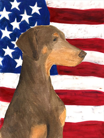 USA American Flag with Doberman Garden Size Flag
