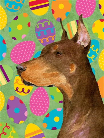 Doberman Easter Eggtravaganza Garden Size Flag