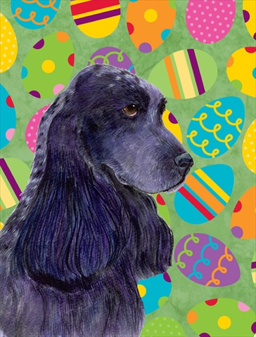 Cocker Spaniel Easter Eggtravaganza House Size Canvas Flag - 28 x 40 in.