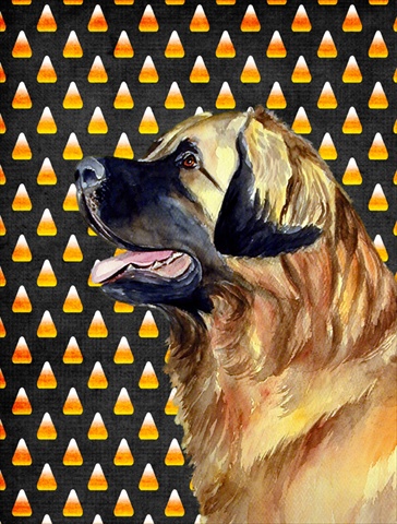 15 x 15 in. Leonberger Candy Corn Halloween Portrait Garden Size Flag