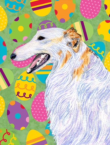 11 x 15 in. Borzoi Easter Eggtravaganza Garden Size Flag