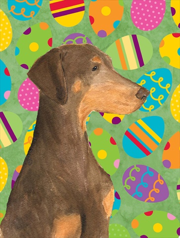 Doberman Easter Eggtravaganza Garden Size Flag