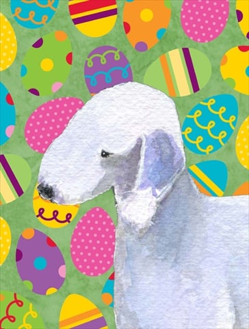 11 x 15 in. Bedlington Terrier Easter Eggtravaganza Garden Size Flag