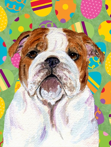 Bulldog English Easter Eggtravaganza House Size Canvas Flag
