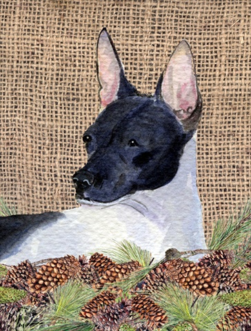 Rat Terrier House Size Canvas Flag