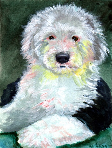 7252CHF 28 x 40 in. Old English Sheepdog House Size Canvas Flag