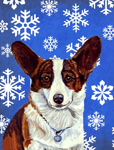 Corgi Winter Snowflakes Holiday Garden Size Flag