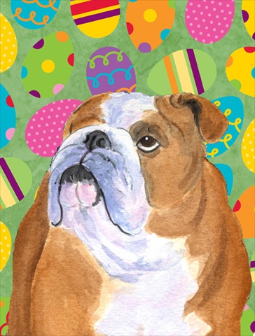Bulldog English Easter Eggtravaganza House Size Canvas Flag