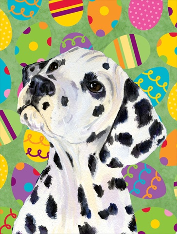Dalmatian Easter Eggtravaganza House Size Canvas Flag - 28 x 40 in.