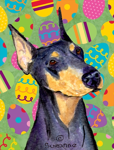 11 x 15 in. Doberman Easter Eggtravaganza Garden Size Flag