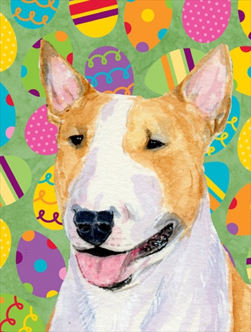 11 x 15 in. Bull Terrier Easter Eggtravaganza Garden Size Flag