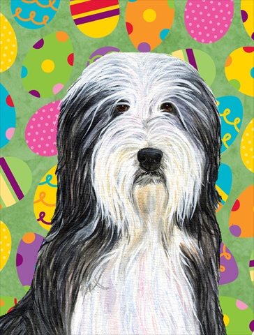 11 x 15 in. Bearded Collie Easter Eggtravaganza Garden Size Flag