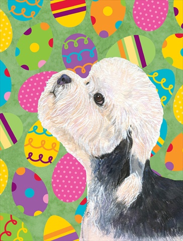 Dandie Dinmont Terrier Easter Eggtravaganza House Size Canvas Flag - 28 x 40 in.