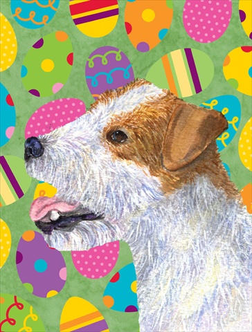 28 x 40 in. Jack Russell Terrier Easter Eggtravaganza House Size Canvas Flag