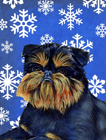 Brussels Griffon Winter Snowflakes Holiday House Size Canvas Flag