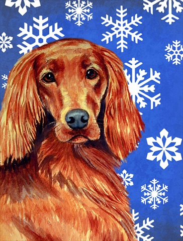 Irish Setter Winter Snowflakes Holiday House Size Canvas Flag