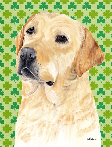 Labrador Yellow St. Patricks Day Shamrock Flag Canvas- House Size