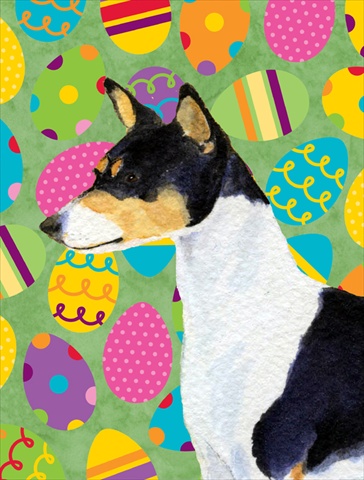Picture of Carolines Treasures SS4859CHF 28 x 40 In. Basenji Easter Eggstravaganza Flag Canvas- House Size