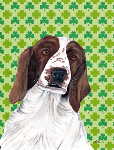 Welsh Springer Spaniel St. Patricks Day Shamrock Flag Canvas- House Size