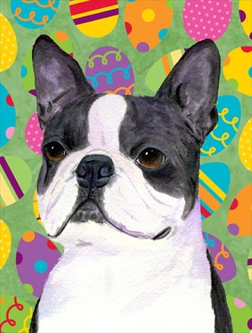11 x 15 In. Boston Terrier Easter Eggstravaganza Flag, Garden Size