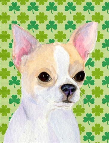 Picture of Carolines Treasures SS4405CHF 28 x 40 In. Chihuahua St. Patricks Day Shamrock Portrait Flag Canvas- House Size
