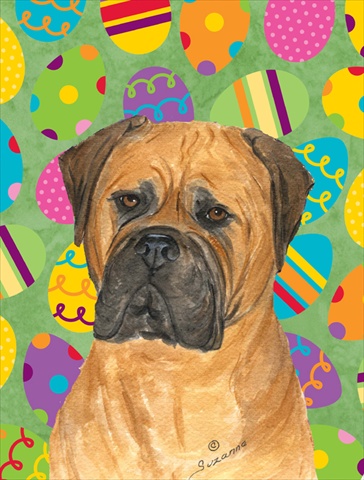 Picture of Carolines Treasures SS4862CHF 28 x 40 In. Bullmastiff Easter Eggstravaganza Flag Canvas- House Size