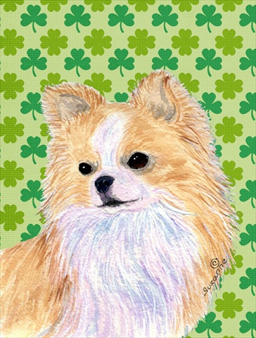 Chihuahua St. Patricks Day Shamrock Portrait Flag Canvas- House Size