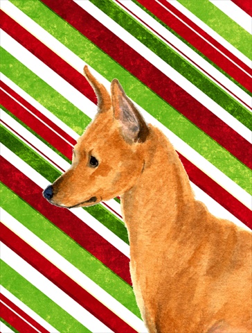 Min Pin Candy Cane Holiday Christmas Flag Canvas- House Size
