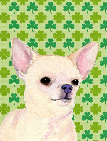 Picture of Carolines Treasures SS4403CHF 28 x 40 In. Chihuahua St. Patricks Day Shamrock Portrait Flag Canvas- House Size
