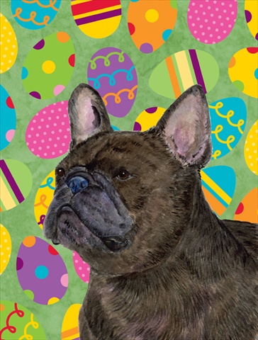 Picture of Carolines Treasures SS4864CHF 28 x 40 In. French Bulldog Easter Eggstravaganza Flag Canvas- House Size