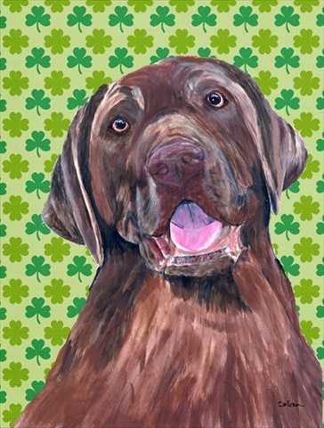 Labrador Chocolate St. Patricks Day Shamrock Flag Canvas- House Size