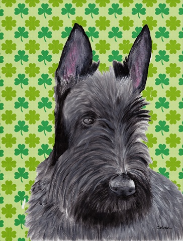 Scottish Terrier St. Patricks Day Shamrock Portrait Flag Canvas- House Size