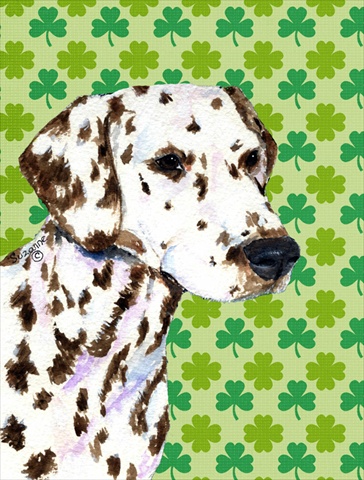 Dalmatian St. Patricks Day Shamrock Portrait Flag Canvas - House Size