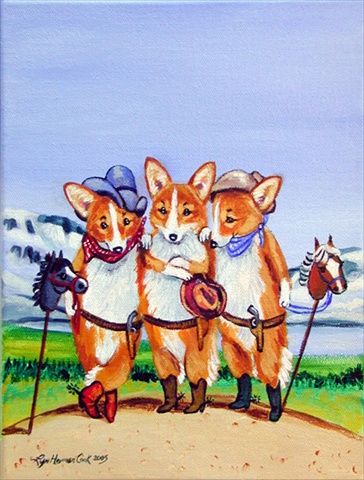 Cowboy Corgi Flag Canvas - House Size