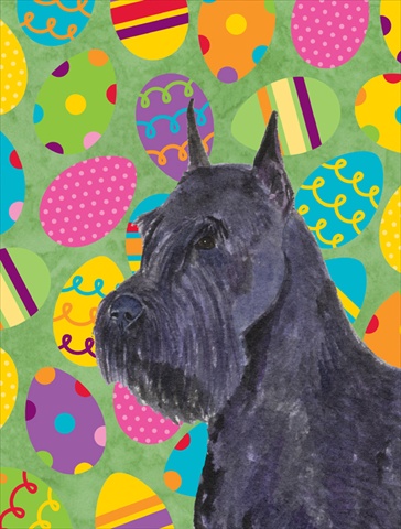 Picture of Carolines Treasures SS4868CHF 28 x 40 In. Schnauzer Easter Eggstravaganza Flag Canvas- House Size