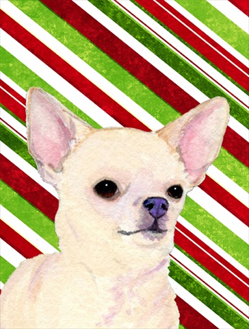 Picture of Carolines Treasures SS4541CHF 28 x 40 In. Chihuahua Candy Cane Holiday Christmas Flag Canvas- House Size
