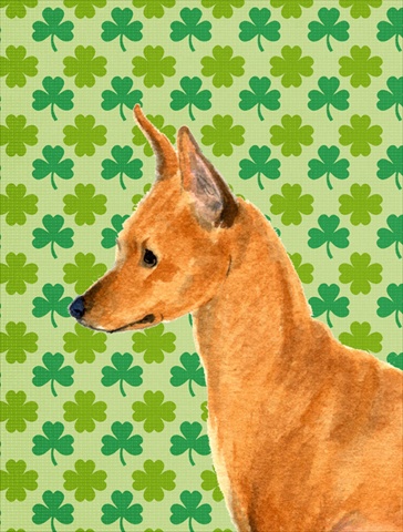 Picture of Carolines Treasures SS4397CHF 28 x 40 In. Min Pin St. Patricks Day Shamrock Portrait Flag Canvas- House Size