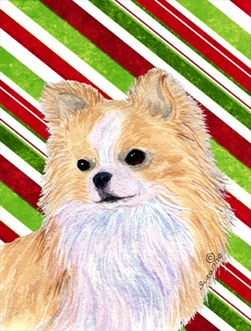 Picture of Carolines Treasures SS4542CHF 28 x 40 In. Chihuahua Candy Cane Holiday Christmas Flag Canvas- House Size