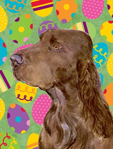 Picture of Carolines Treasures SS4870CHF 28 x 40 In. Field Spaniel Easter Eggstravaganza Flag Canvas- House Size