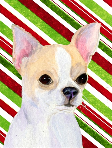Picture of Carolines Treasures SS4543CHF 28 x 40 In. Chihuahua Candy Cane Holiday Christmas Flag Canvas- House Size