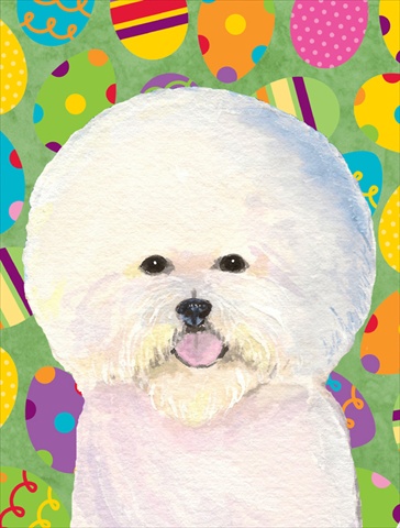 Picture of Carolines Treasures SS4871CHF 28 x 40 In. Bichon Frise Easter Eggstravaganza Flag Canvas- House Size