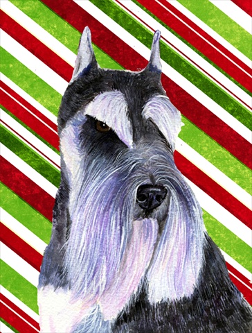 Picture of Carolines Treasures SS4546CHF 28 x 40 In. Schnauzer Candy Cane Holiday Christmas Flag Canvas- House Size