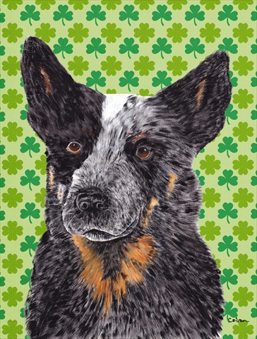 Australian Cattle Dog St. Patricks Day Shamrock Flag - Garden Size