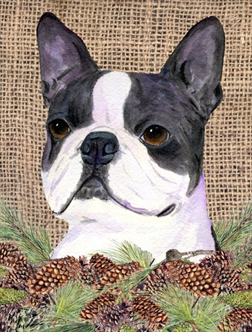 Boston Terrier Flag Canvas - House Size