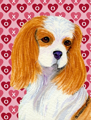 Cavalier Spaniel Hearts Love And Valentines Day Flag Canvas- House Size