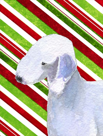 Bedlington Terrier Candy Cane Holiday Christmas Flag Canvas - House Size