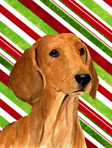 Dachshund Candy Cane Holiday Christmas Flag Canvas- House Size